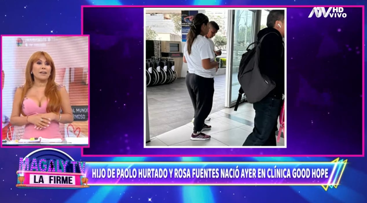 Magaly Medina muestra imágenes de Paolo Hurtado y Rosa Fuentes. (Magaly TV La Firme)