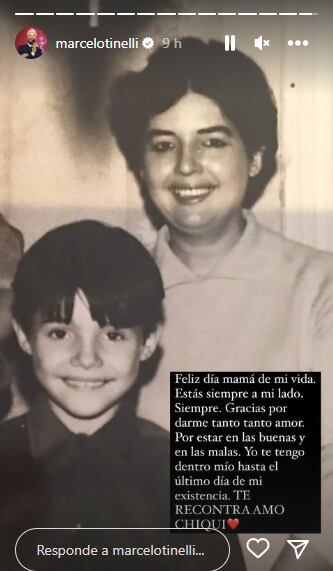 El mensaje de Marcelo TInelli a su mamá por el Día de la Madre (Instagram)