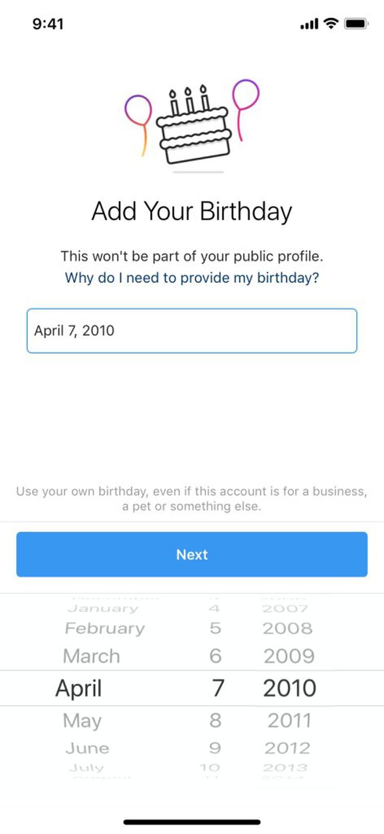 Instagram pedirá la fecha de nacimiento, pero no la verificará. La empresa no descarta que en el futuro una inteligencia artificial sugiera una edad (Foto: Instagram)