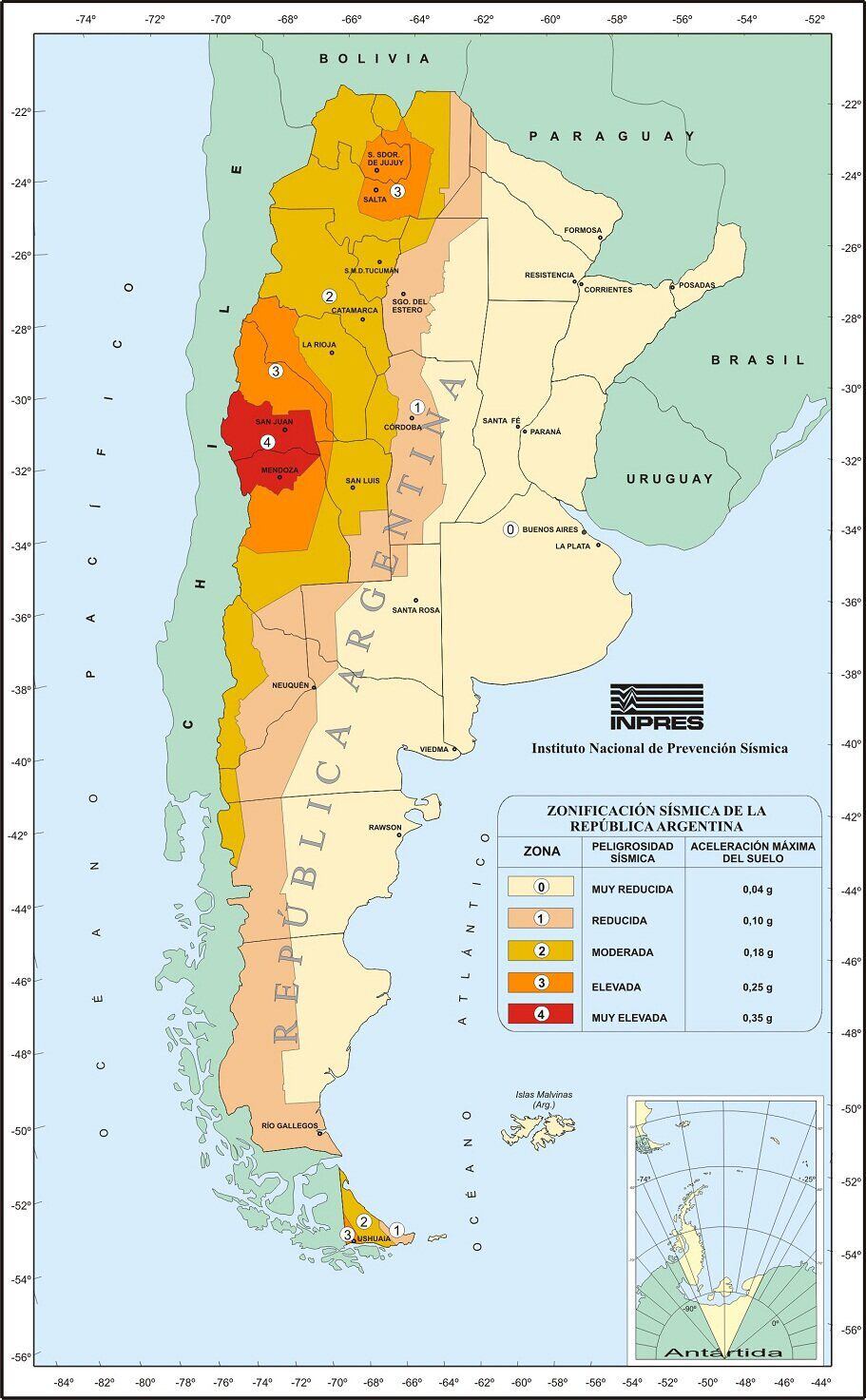 El nuevo mapa de riesgos sísmicos del INPRES fue actualizado después de 40 años