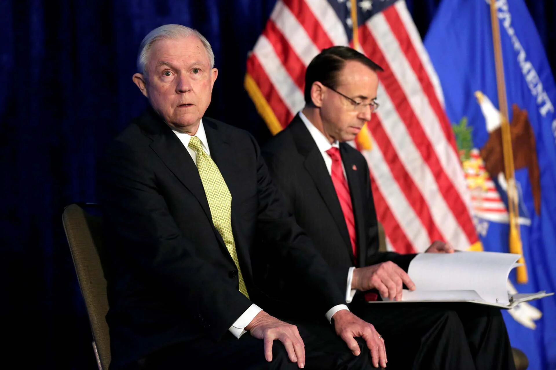 El Fiscal General de los Estados Unidos,  Jeff Sessions y el Fiscal Adjunto Rod Rosenstein participaron de un encuentro sobre la reducción del crimen y seguridad pública en Maryland, Estados Unidos