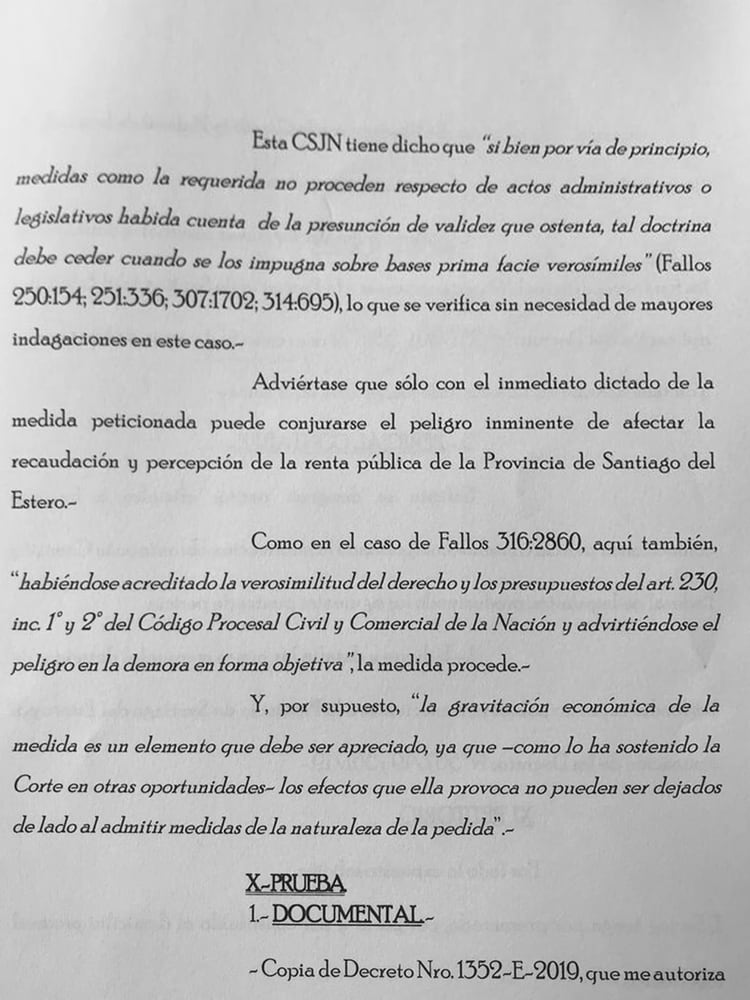 Facsímil de la presentación de los 16 gobernadores contra las medidas económicas anunciadas por Macri tras su derrota en las PASO