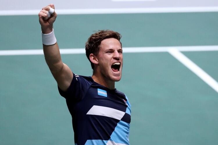 Diego Schwartzman festejó su triunfo ante Garín, de Chile (REUTERS/Sergio Perez)