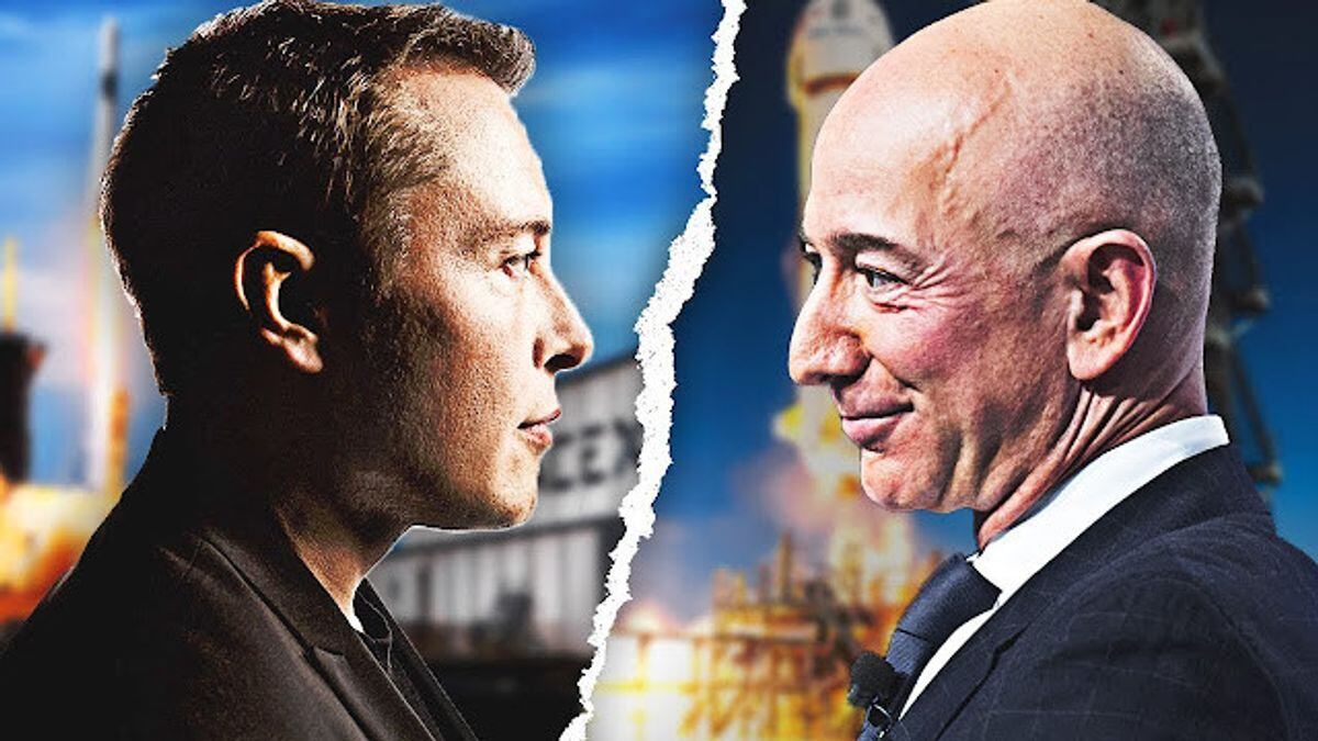 Elon Musk y Jeff Bezos. (foto: Voi.id)