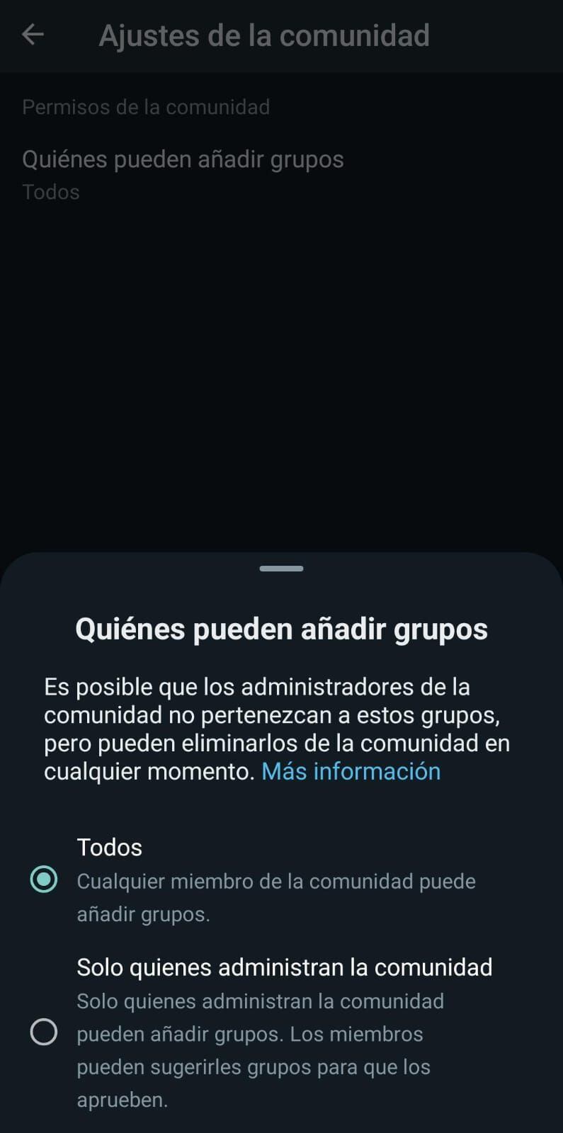 WhatsApp ya permite gestionar la creación de nuevos grupos en las comunidades. (Infobae)