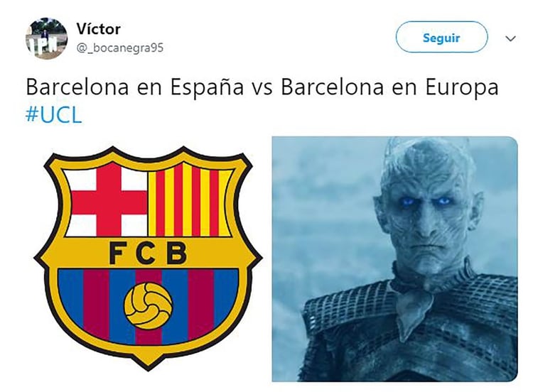 Otro usuario que se burla del Barcelona y toma al White Walker (Caminante Blanco) de Game Of Thrones