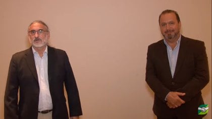 Luis Basterra y Jorge Solmi. Los representantes del Gobierno en el evento virtual de la cadena triguera. (Foto: Savia Comunicación) 