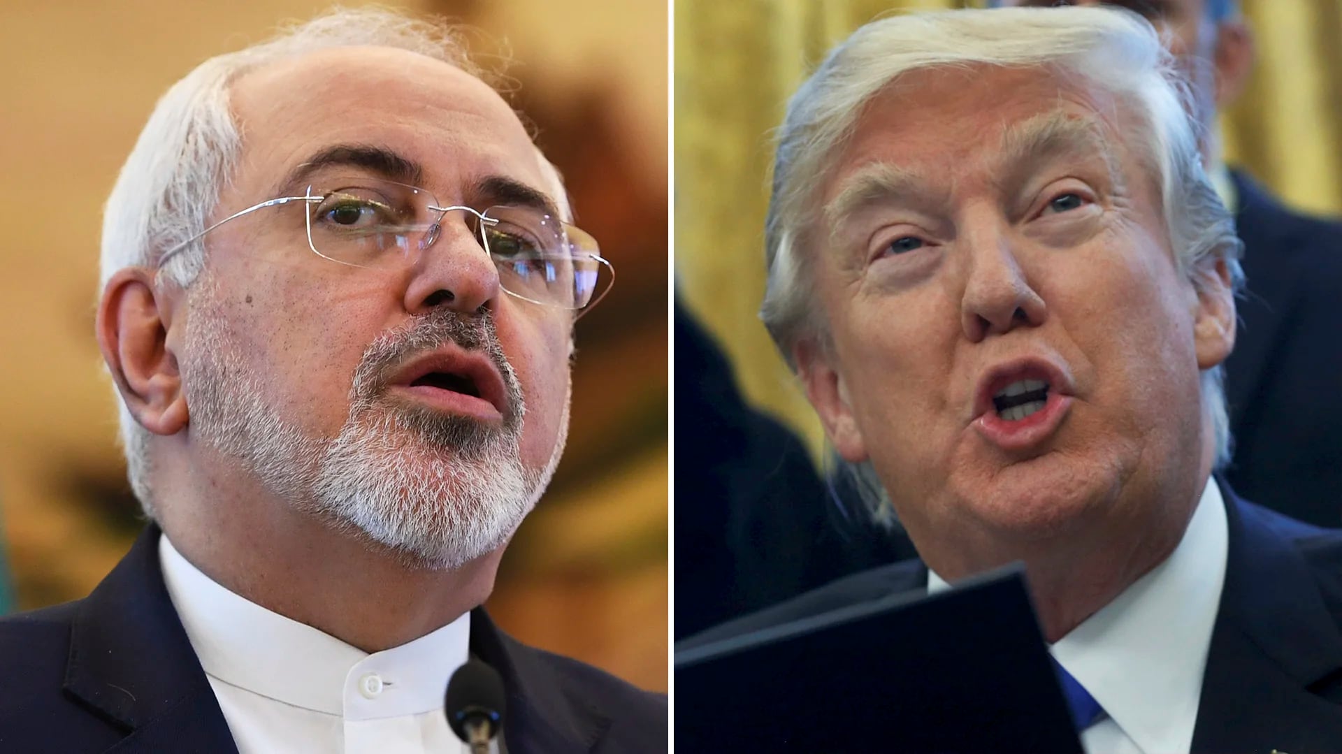 Mohamad Javad Zarif , canciller de Irán, y Donald Trump, presidente de los Estados Unidos