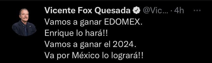 Fox asumió que Enrique Vargas será el abanderado de Va por México(Foto: Twitter)