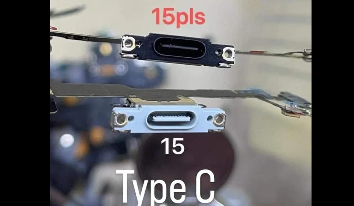 Fotografía filtrada del conector USB-C del iPhone 15