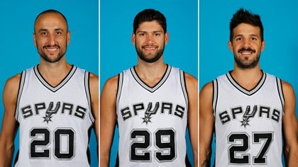 Ginóbili, Gareno y LaPrevitola, el trío que llegó al equipo de San Antonio (AFP)