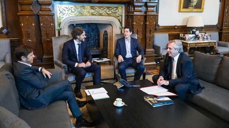 Alberto Fernández se reunió con Axel Kicillof por el tema de la seguridad. Lo acompañaron su jefe de Gabinete y el ministro del Interior.
