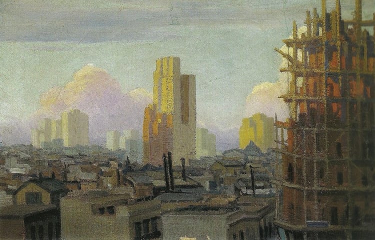 Avenida Ingeniero Huergo e Independencia, 1917. Óleo sobre tela, 72 x 85 cm, en Galería Zurbarán