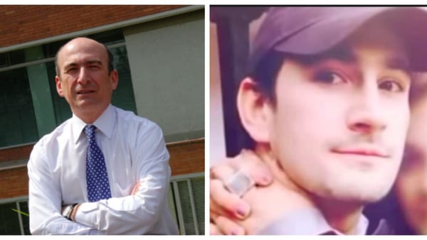 Jorge Enrique Pizano y su hijo Alejandro Pizano Ponce de León, quien murió por beber cianuro en las exequias de su padre