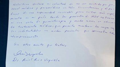 La carta de Ariel Ruiz Urquiola