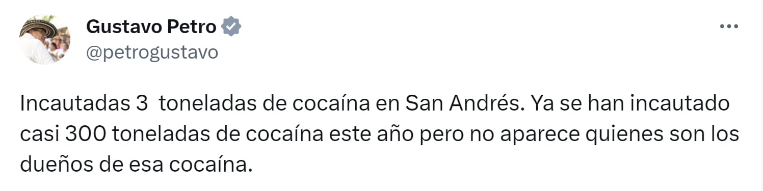 Gustavo Petro sobre cargamento de cocaína en San Andrés - crédito X