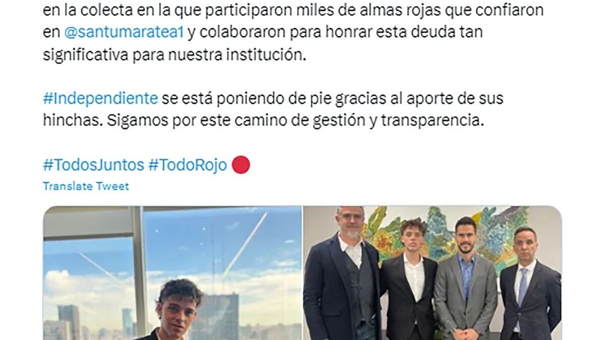 Santi Maratea propuso organizar una colecta para pagar la deuda del Club  Atlético Independiente - MMX