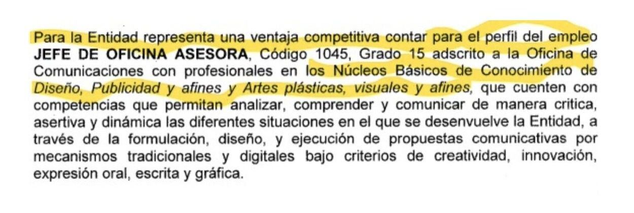 Esta fue la modificación que se hizo en el manual de funciones del cargo jefe de oficina asesora de comunicaciones de Migración Colombia - crédito @espinosaradio/X