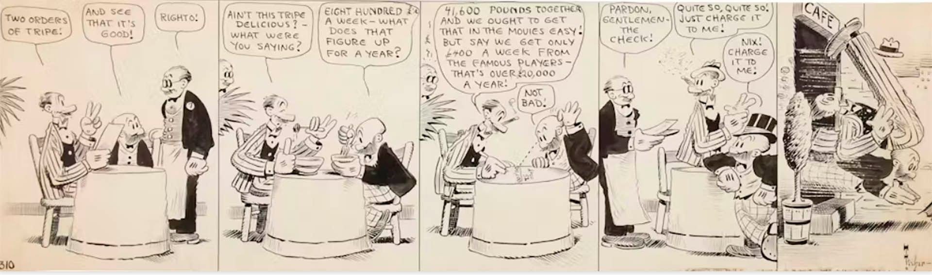 Una tira diaria de la serie de cómics de Mutt y Jeff (Bud Fisher / Heritage Auctions)