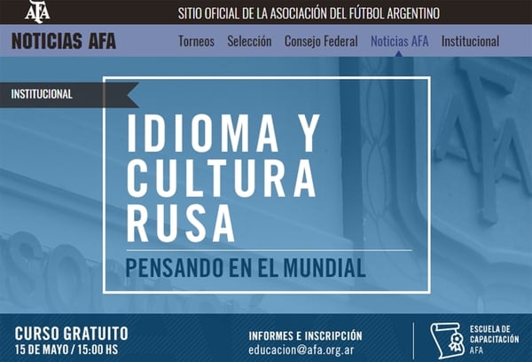 AsÃ­ fue promocionada la charla en el sitio web de AFA