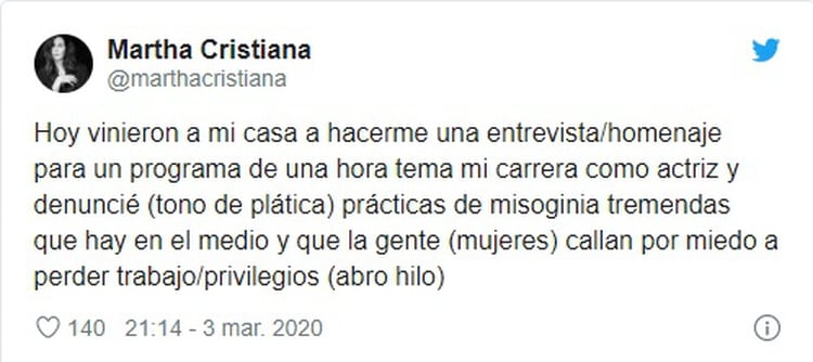 Martha Cristiana ahondó en el tema agregando varios comentarios a un 'hilo' (Foto: Twitter)