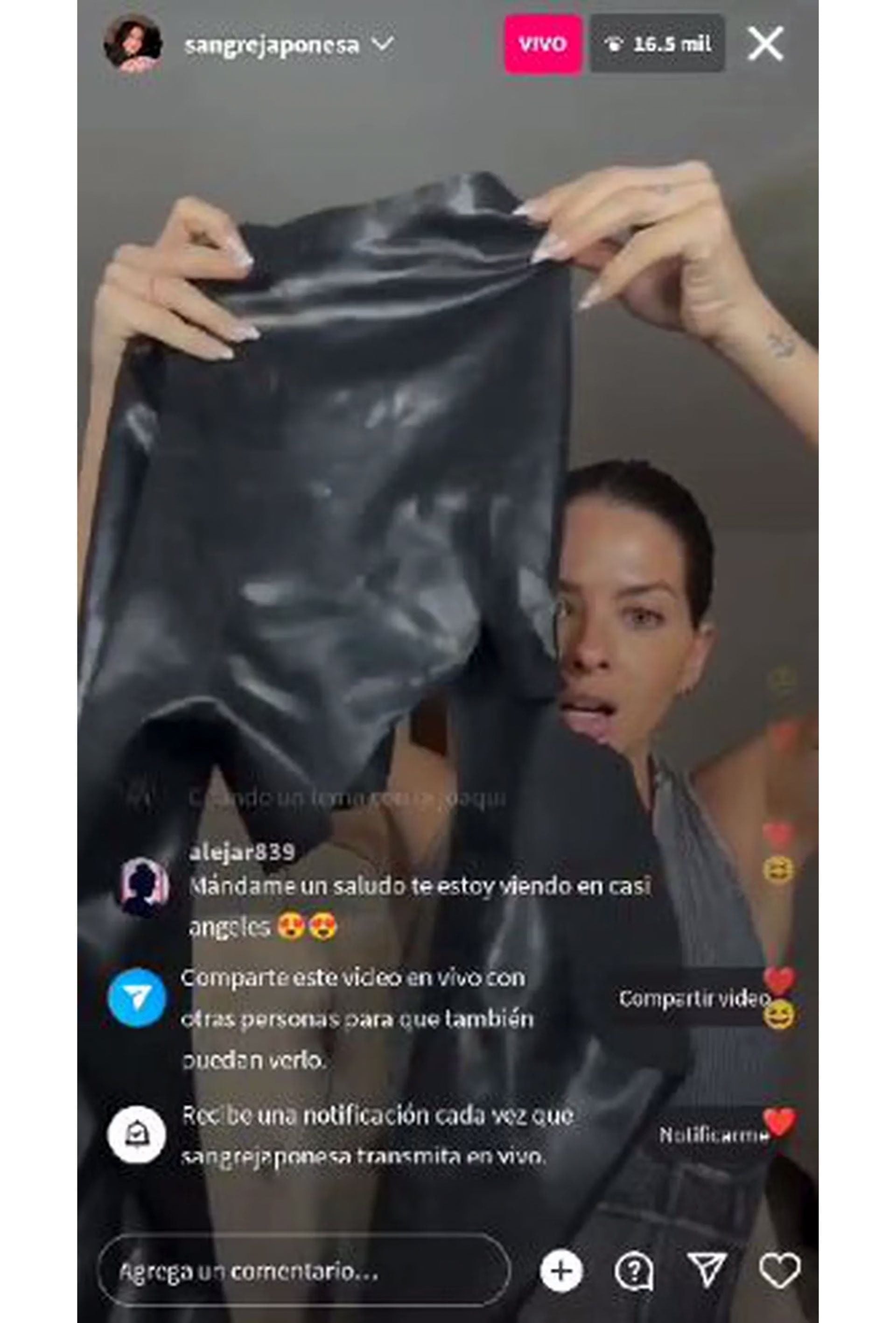 La China Suárez mostró cómo quedó la calza rota (Captura Instagram @sangrejaponesa)