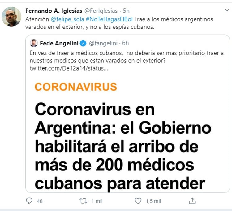 El diputado Fernando Iglesias también utilizó su cuenta de Twitter para criticar la decisión 