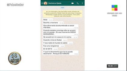 El mensaje de Verónica Ojeda apuntando contra Rocío Oliva (Captura de pantalla América)