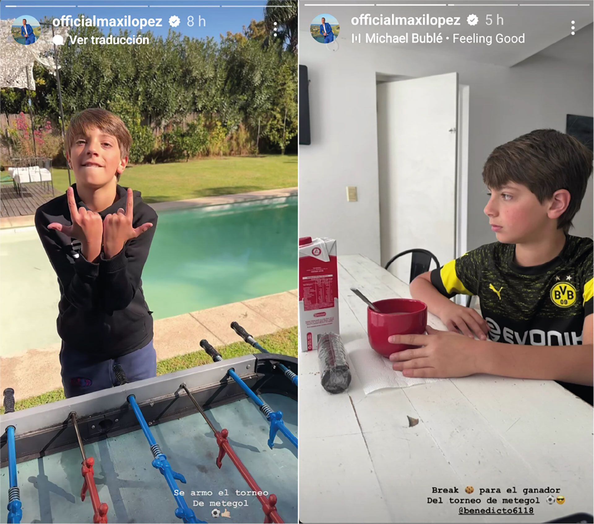 Maxi López publicó fotos de los días que acompaña a sus hijos