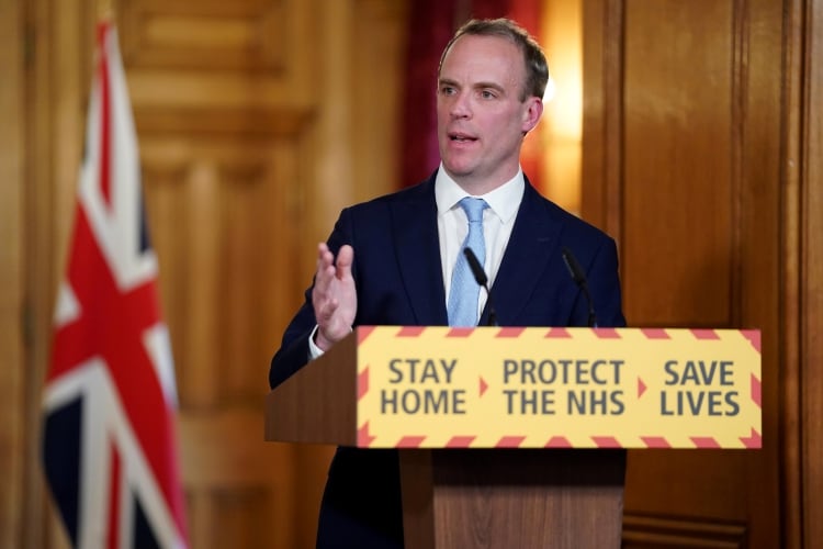 Dominic Raab, jefe de la diplomacia británica (Downing Street/Handout via REUTERS)