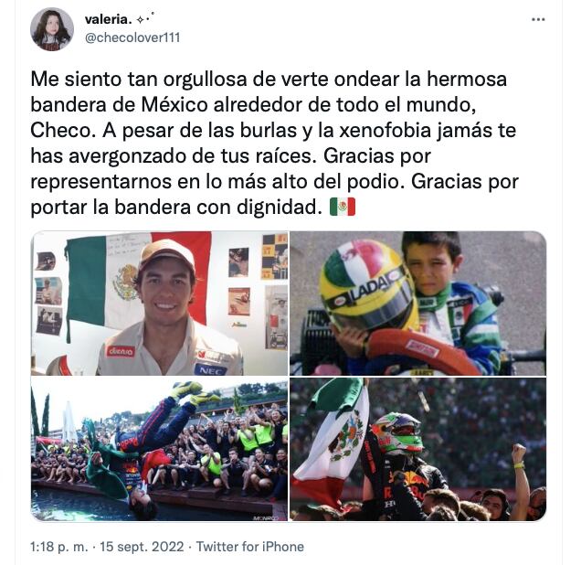 El Checo Pérez más patriota: recordaron cómo la bandera mexicana lo acompañó desde niño (Foto: Twitter/@checolover111)