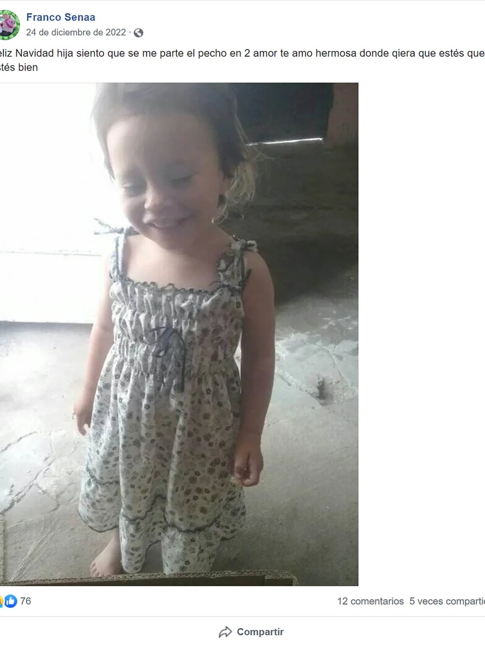 "Estoy destruido": la dolorosa despedida del papá de la bebé de dos años asesinada a golpes