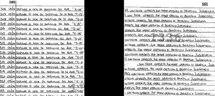 Un listado de agentes jubilados. Sus nombres fueron testados por Infobae.