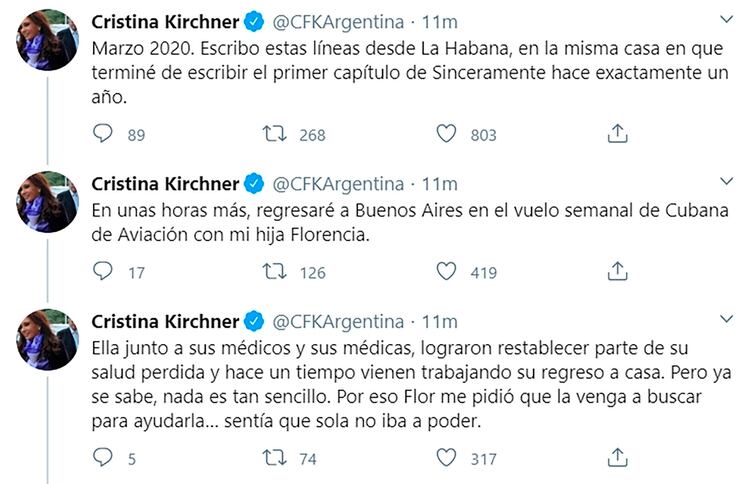 Parte del hilo de mensajes de la Vicepresidenta