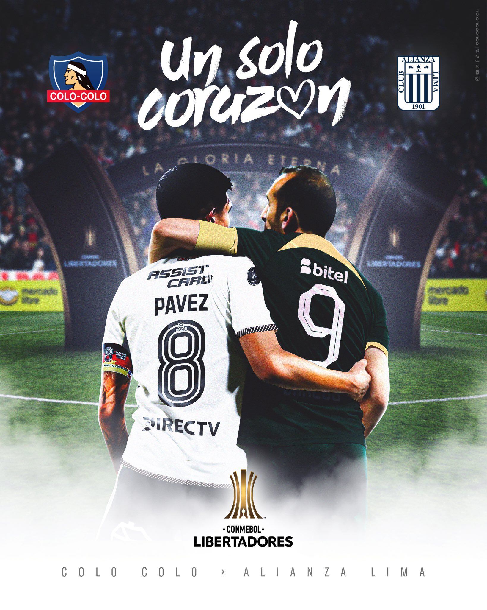 Alianza Lima vs Colo Colo: afiche promocional del partido por Copa Libertadores 2024.