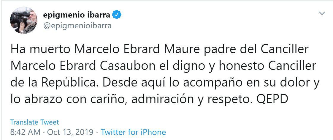 El producto Epigmenio Ibarra, cercano al gobierno de López Obrador, envió un mensaje al canciller mexicano (Foto: Twitter)