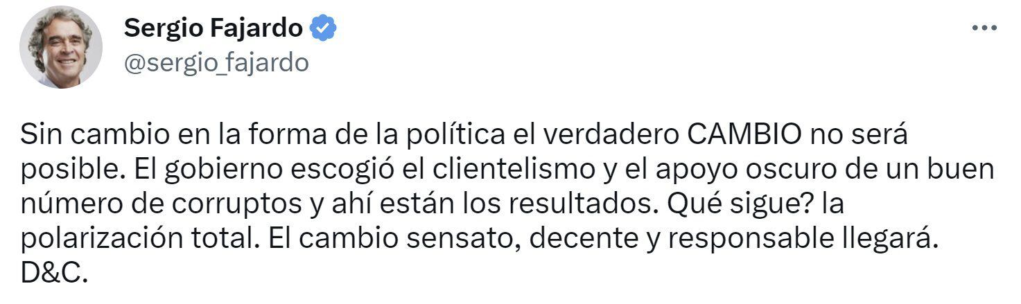 Sergio Fajardo sobre el remezón en el gabinete presidencial