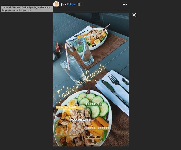Jennifer Lopez y Alex Rodriguez comieron ensaladas (Instagram, Jennifer Lopez)