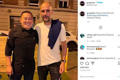 Guardiola cenó en un exclusivo restaurante chino de Barcelona (Instagram)