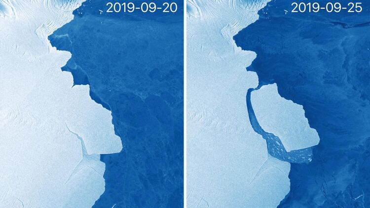 A comienzos de este mes, un enorme bloque de hielo de unos 1.580 kilómetros cuadrado se separó completamente de la plataforma de hielo Amery, una de las más grandes del continente antártico (EFE/EPA/European Union)