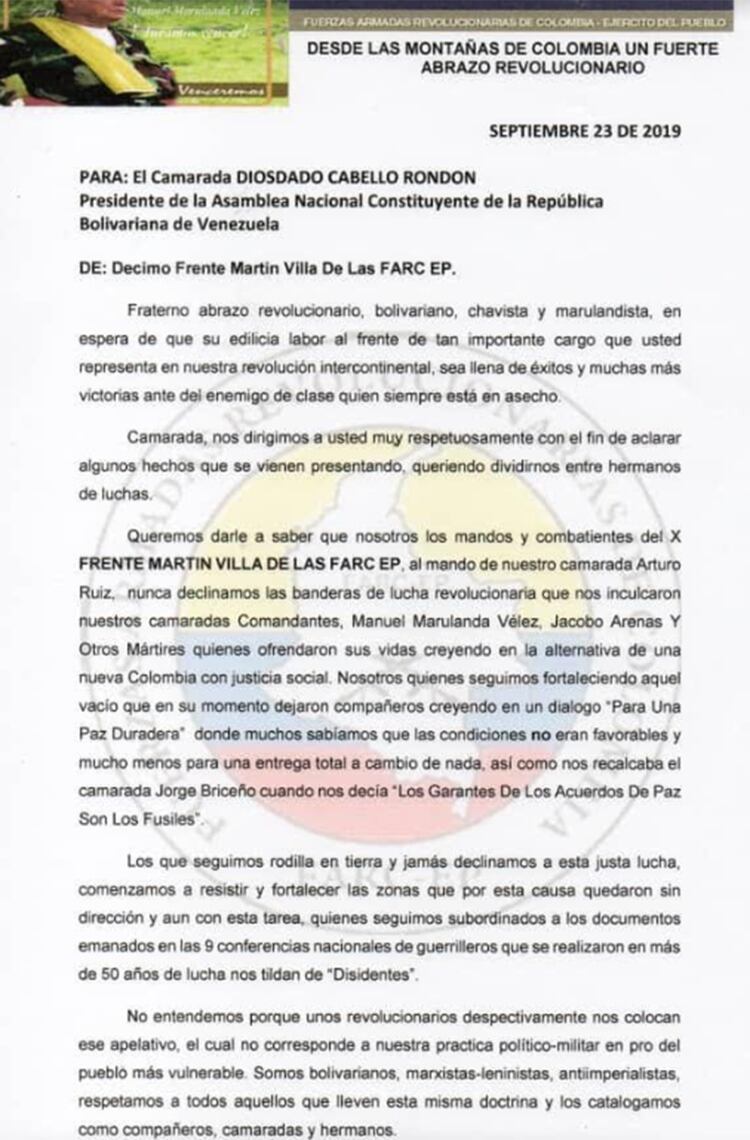 El pedido de las FARC a Cabello