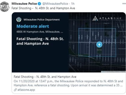 El tuit de la Policía de Milwaukee pidiendo evacuar la zona del "tiroteo fatal"