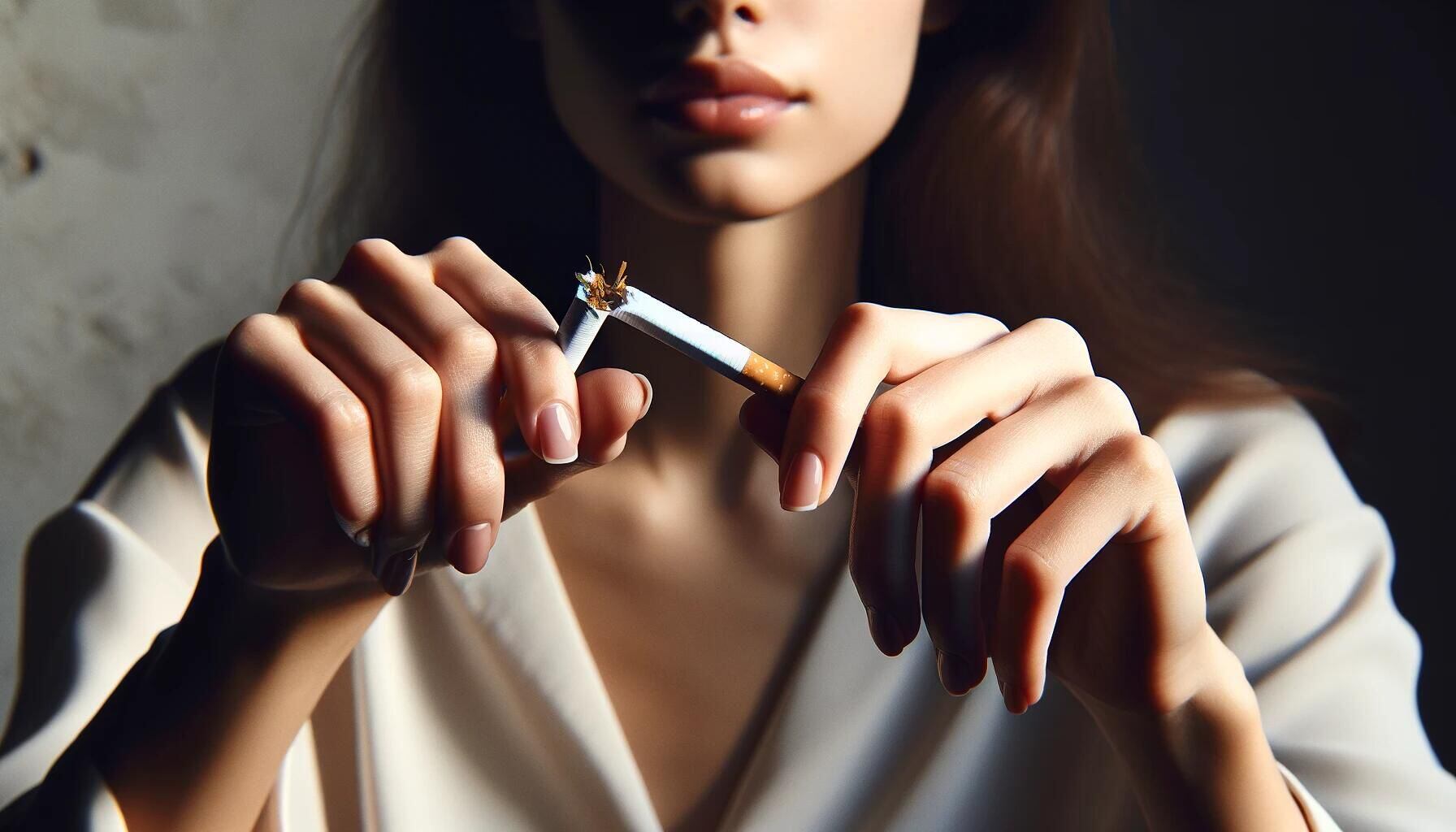 Imagen simbólica: alguien rompe un cigarrillo, marcando el fin del tabaquismo. Un paso hacia pulmones más saludables y una vida libre de humo. (Imagen ilustrativa Infobae)