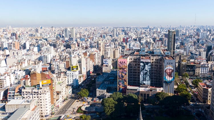 El mural desde el drone de Infobae