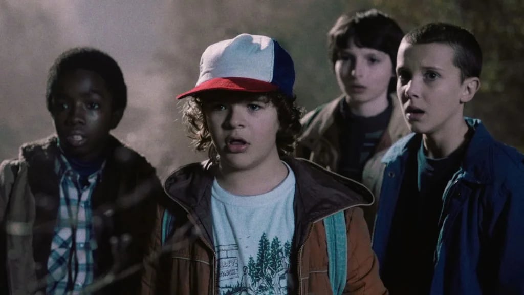 Los jóvenes protagonistas de la serie de Netflix ‘Stranger Things’ , Finn Wolfhard, Gaten Matarazzo , Caleb McLaughlin y la revelación de Millie Bobby Brown