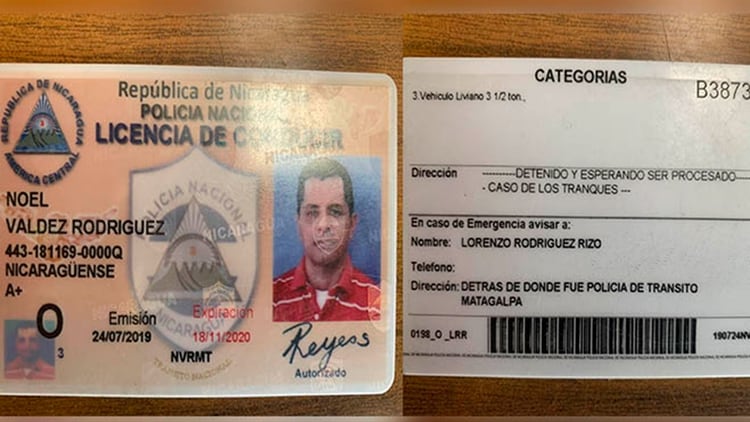 Licencia de conducir donde la Policía se burla de la dirección del ex reo político Noel Valdez. -