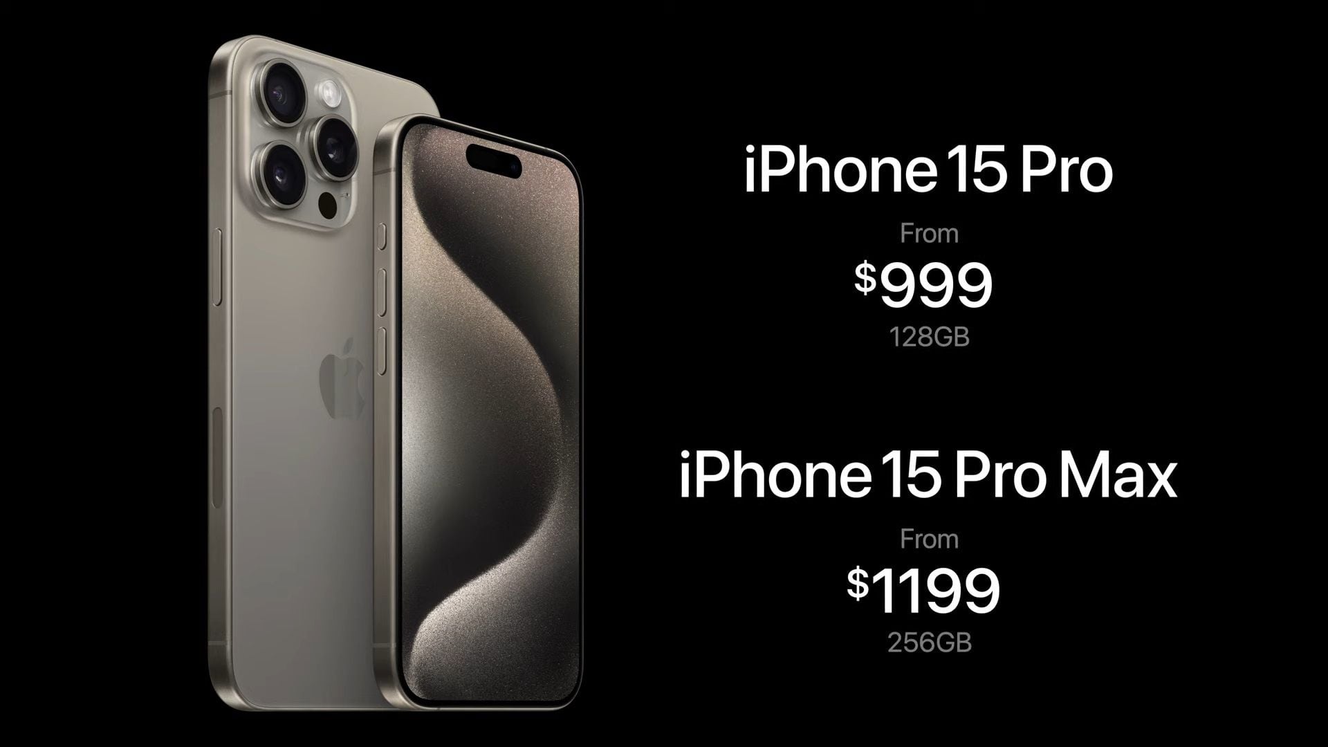 Precios y especificaciones de iPhone 15 Pro y Pro Max, que sale a la venta el 22 de septiembre. (Apple)