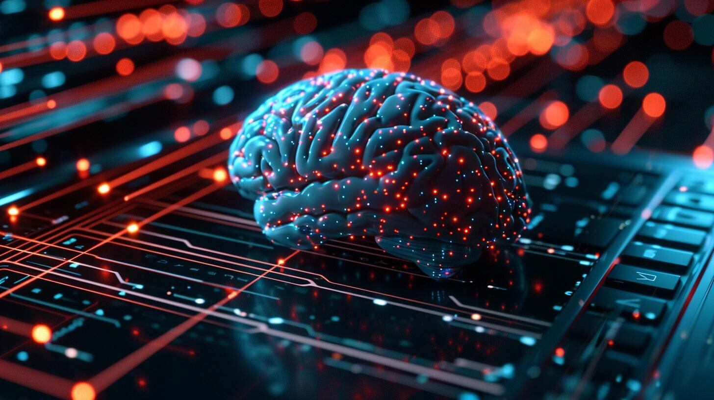 Ilustración de un cerebro humano conectado a una computadora mediante estructuras que imitan las conexiones neuronales, simbolizando la unión de la inteligencia humana con la inteligencia artificial. La imagen refleja la integración de la ciencia neurotecnológica y la computación, mostrando el potencial de los enlaces neuronales para revolucionar la interacción entre el cerebro humano y las máquinas, abriendo nuevas posibilidades en el campo de la informática y la tecnología avanzada. (Imagen ilustrativa Infobae)