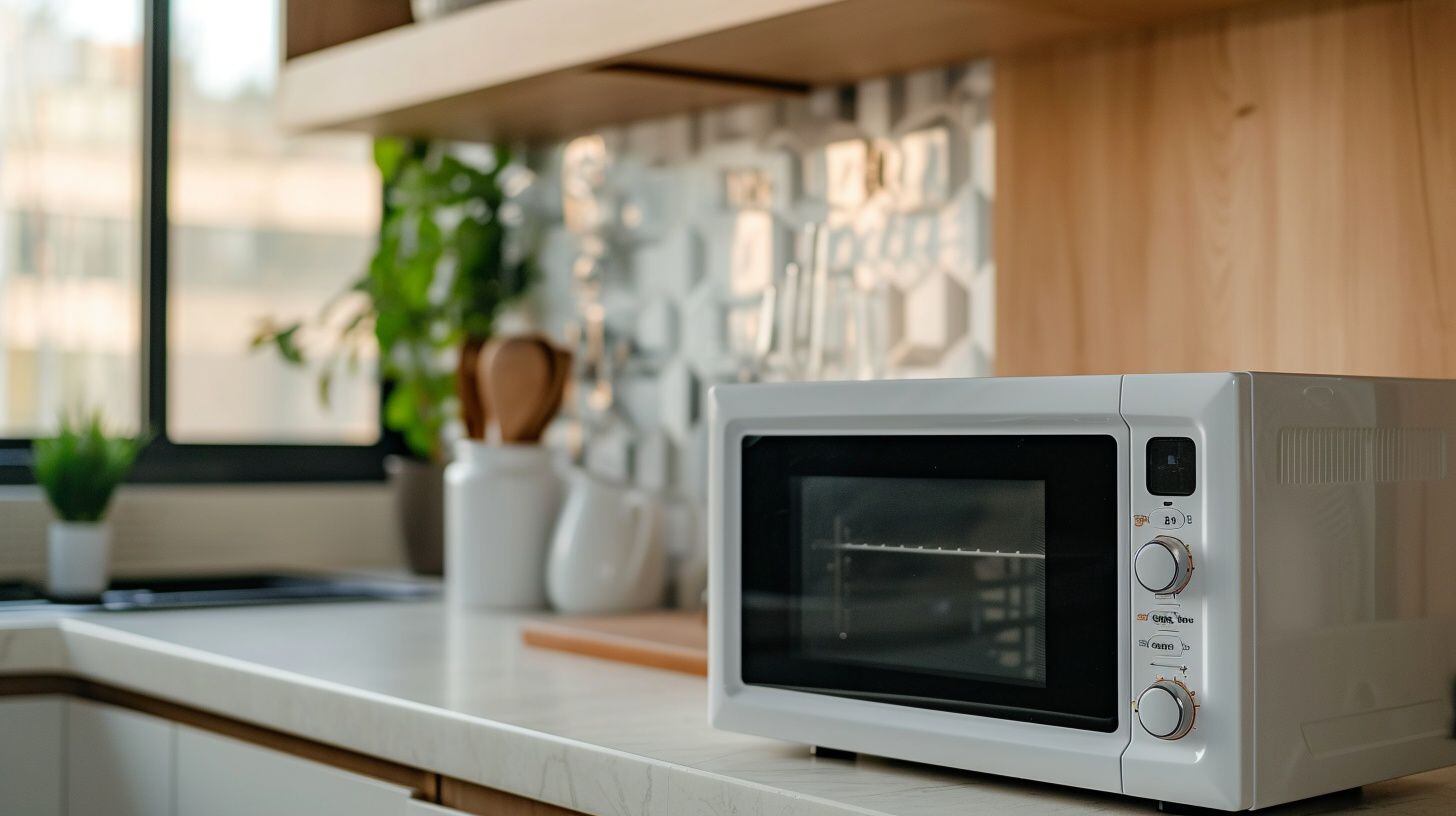 Un microondas blanco en la mesada de una cocina - (Imagen Ilustrativa Infobae)