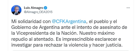 El mensaje difundido por el secretario general de la OEA